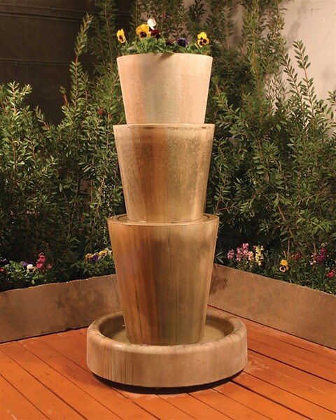 USA Made Tri-level Jug Cast Stone Fountain Planter